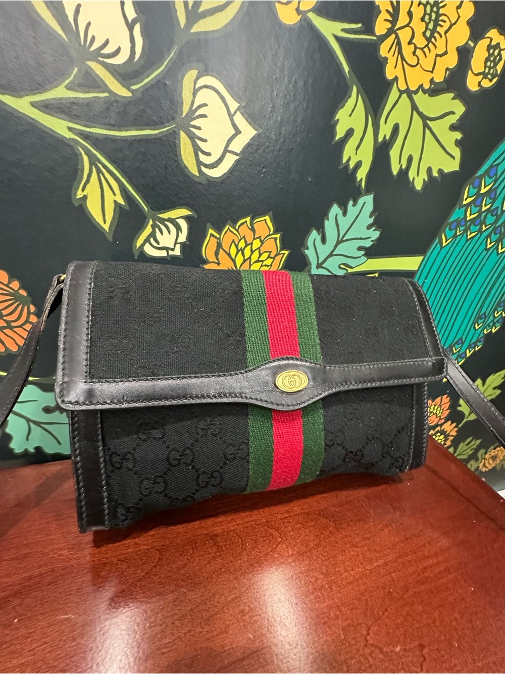 Vintage Gucci Black GG Monogram Sherry Line Crossbody Accessory Collection - Picture 5 of 13